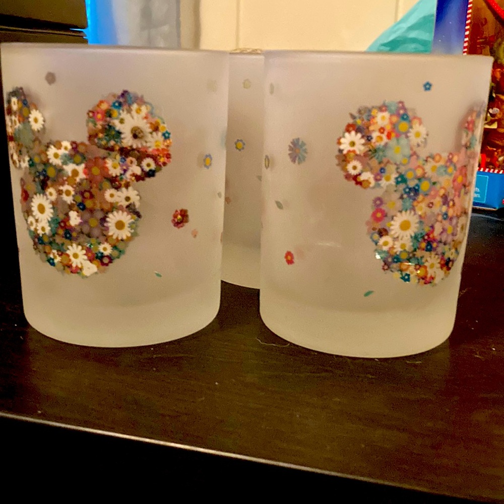 Three spring Mickey frosted glass Mickey glasses